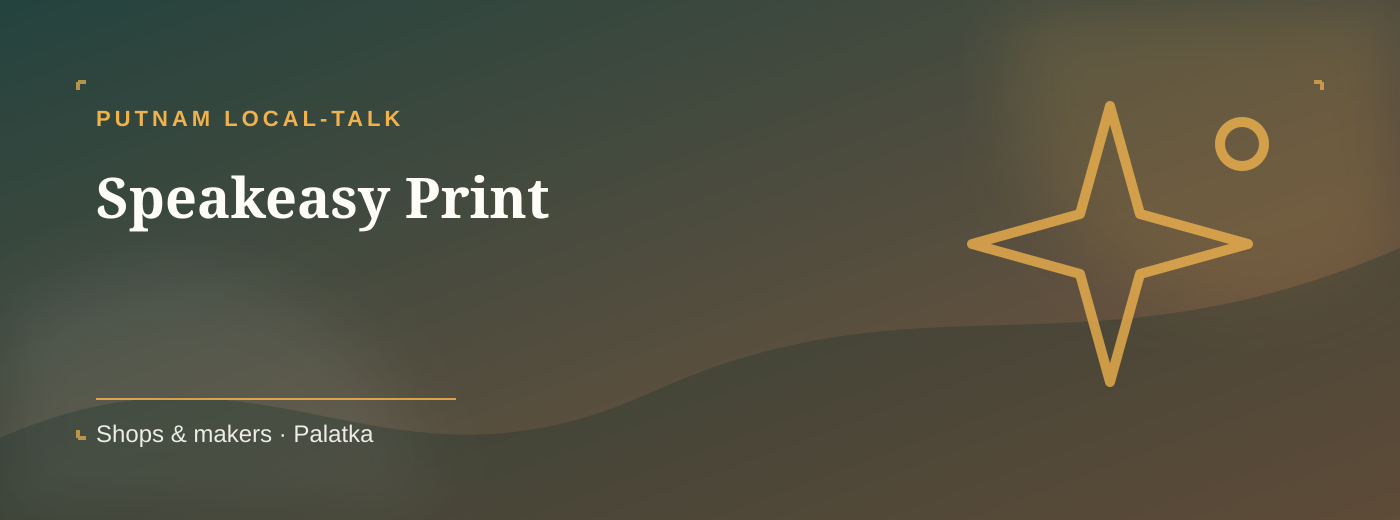 Speakeasy Print Shops & makers cover banner in Palatka